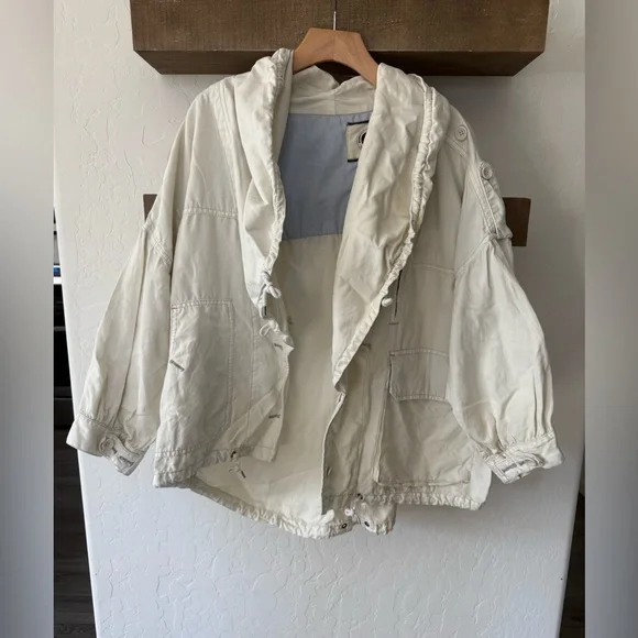 Anthropologie Daughters of the Liberation|Off White,Cream canvas utility Jacket• - Picture 6 of 12